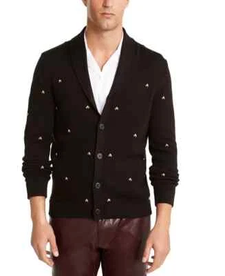 INTERNATIONAL CONCEPTS Black Skull & Crossbones Cardigan Sweater NEW Small - Image 1 of 3