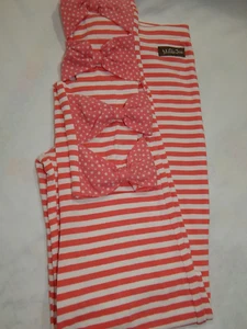 LKN Matilda Jane Girls size 12 ZOLA BOW Striped Leggings FOREVER PLAY - Picture 1 of 7