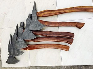 CUSTOM HAND MADE DAMASCUS BLADE AXE.35.WITH ROSE WOOD HANDEL(LOT OF 5)with Cover - Picture 1 of 12