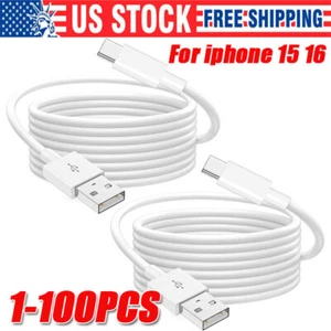 IPhone 16 15 Pro Max Plus USB-A Cable Fast Charger Type C Charging Data lot Cord - Picture 1 of 11