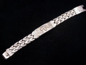 Vintage Silver Crafted Bracelet w/ Tiger Wealth Theme 3.9oz 925 Silver #06082304 - Picture 1 of 9