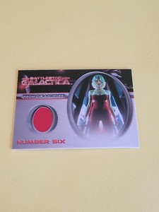 TRICIA HELFER "NUMBER SIX"  BATTLESTAR GALACTICA COSTUME MATERIAL CARD #CC1