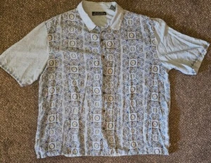 Axis Golf Collections Mens XXL Blue/Gray 100% SILK Button Up Short Sleeve Shirt  - Picture 1 of 4