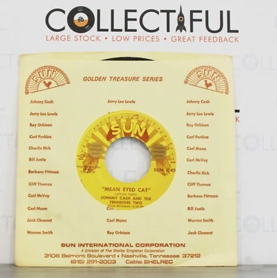 JOHNNY CASH - MEAN EYED CAT - SUN #45 - TREASURE *EX* 7" SINGLE 🔥 Foto 1 de 2
