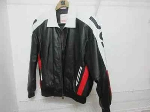 Vtg Michael Hoban Leather Jacket WHEREMI Size L USA American Flag Bomber - Picture 1 of 5