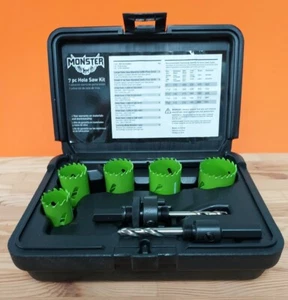 Monster 7-Piece Hole Saw Kit Arbors Drill Bit Tool Bi-Metal New - Picture 1 of 6