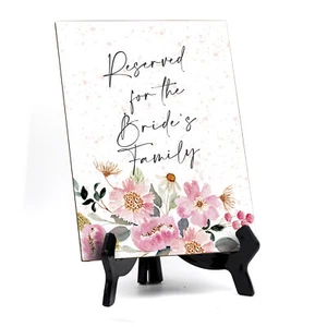 Reserved for Bride's Family Sign with Easel, Floral Watercolor Design (6 x 8") - Picture 1 of 1
