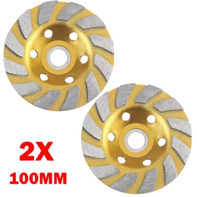2x 100mm 4 Inch Diamond Segment Grinding Disc Cup Wheel For Marble Concrete NEW - Image 1 of 4