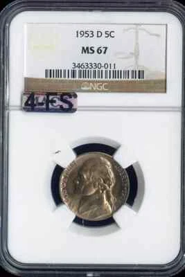 1953-D Jefferson Nickel NGC MS67 MAC 4FS - Image 1 of 2