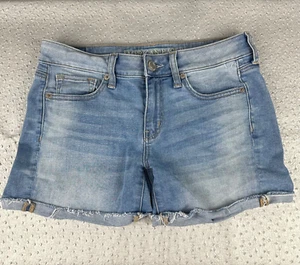 American Eagle Super Stretch Damengröße 4 Shorts blau Used-Look abgeschnittene Jeans - Bild 1 von 13