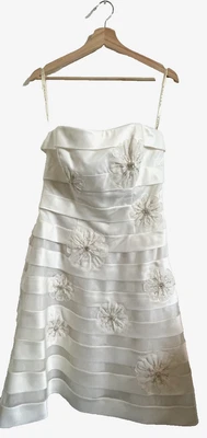 New Galina David's Bridal ES9895 Strapless Ivory Wedding Dress Floral 12 Satin - Image 1 of 4