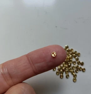 10x Gold 3mm / 0.12" Mini Metal Round Buttons Doll Clothes Sewing Craft - Picture 1 of 3