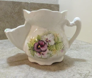 JAMES KENT OLD FOLEY SHAVING MUG WITH BRUSH SPOUT PANSY DESIGN MADE IN ENGLAND - Picture 1 of 5