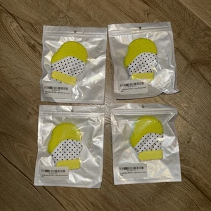 Teething Mitten Baby Infant 4 Pc Soothing Silicone Mitt Stimulating Teether Toy - Picture 1 of 5