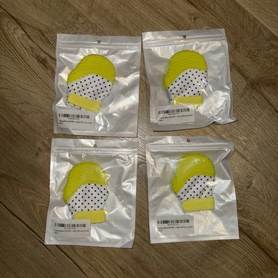 Teething Mitten Baby Infant 4 Pc Soothing Silicone Mitt Stimulating Teether Toy - Image 1 of 4