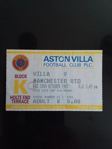 Aston Villa v Manchester United Coca Cola Cup 3rd Round 1992/3 - Picture 1 of 2