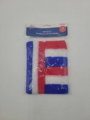 Headband And Wristbands Red, White, And Blue Patriotic USA 4th Of July Sweatband - Image 1 of 2