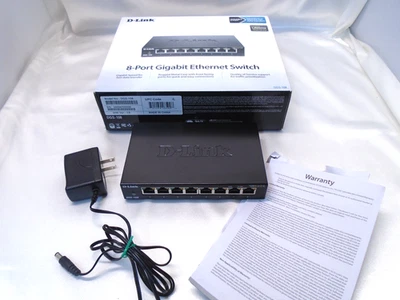 Metal D-Link DGS-108 8 Port Gigabit Ethernet Switch Desktop Switch - Image 1 of 4