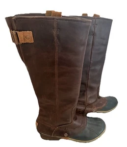 SOREL Women's Slimpack Tall Riding Boots Leather Brown Waterproof Equestrian 9 - Picture 1 of 21