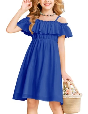 Arshiner Niñas Verano Floral Volantes Solero Hombro Frío Informal Vacaciones Dre... Foto 1 de 4