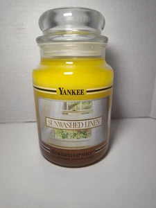 Yankee Candle Retired "SUNWASHED LINEN"~ Large 22 oz. ~ WHITE LABEL~ RARE ~ NEW - Picture 1 of 4