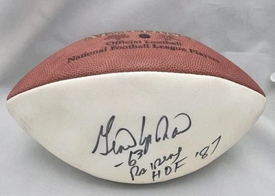 Fútbol americano con inscripción autografiada firmado por Gene Upshaw Oakland Raiders Salón de la fama 1987. Certificado de autenticidad Foto 1 de 4
