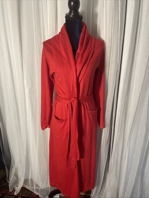 Bloomingdale’s Silk Cashmere Long Cardigan Duster Sweater S Red Repaired GUC 48” - Image 1 of 4