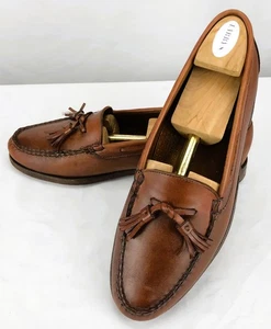 Allen Edmonds Naples Leather Tassel Loafers Brown Slip On Men's Size 9.5 D - Picture 1 of 10