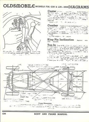 Oldsmobile F39 G39 L39 1939 NOS cuadro dimensiones alineación Foto 1 de 2
