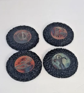 Ben Diller Coaster Set Lava Raku Hawaiian Exotic Signed Set of 4 - Picture 1 of 3