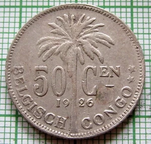 BELGIAN CONGO ALBERT I 1926 50 Centimes PALM TREE Dutch text colonial km# 23 - Picture 1 of 6
