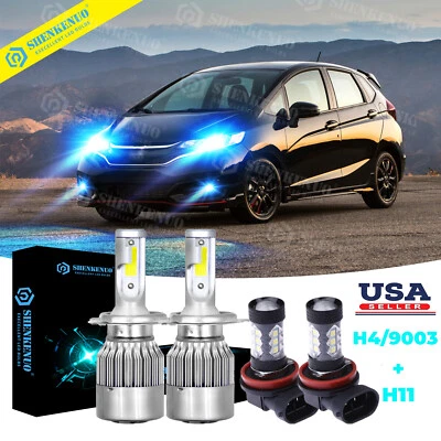 For Honda Fit 2008-2018 -4pc LED Headlight + Fog Lights 8000K Ice Blue Bulbs - Image 1 of 4