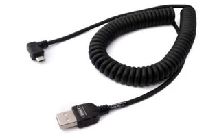 Usb 2.0 Cable 200 cm Type A Plug to Micro B Plug Spiral Angle in Black - Picture 1 of 6