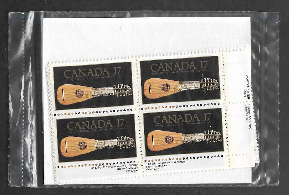 pk03267:Stamps-Canada PO Pack #878 Antique Mandora 17 cent Plate Block Set-MNH - Image 1 of 1