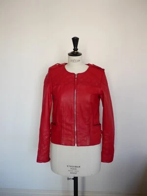 Blouson en cuir rouge 38, TBE - Sinéquanone - Photo 1/4