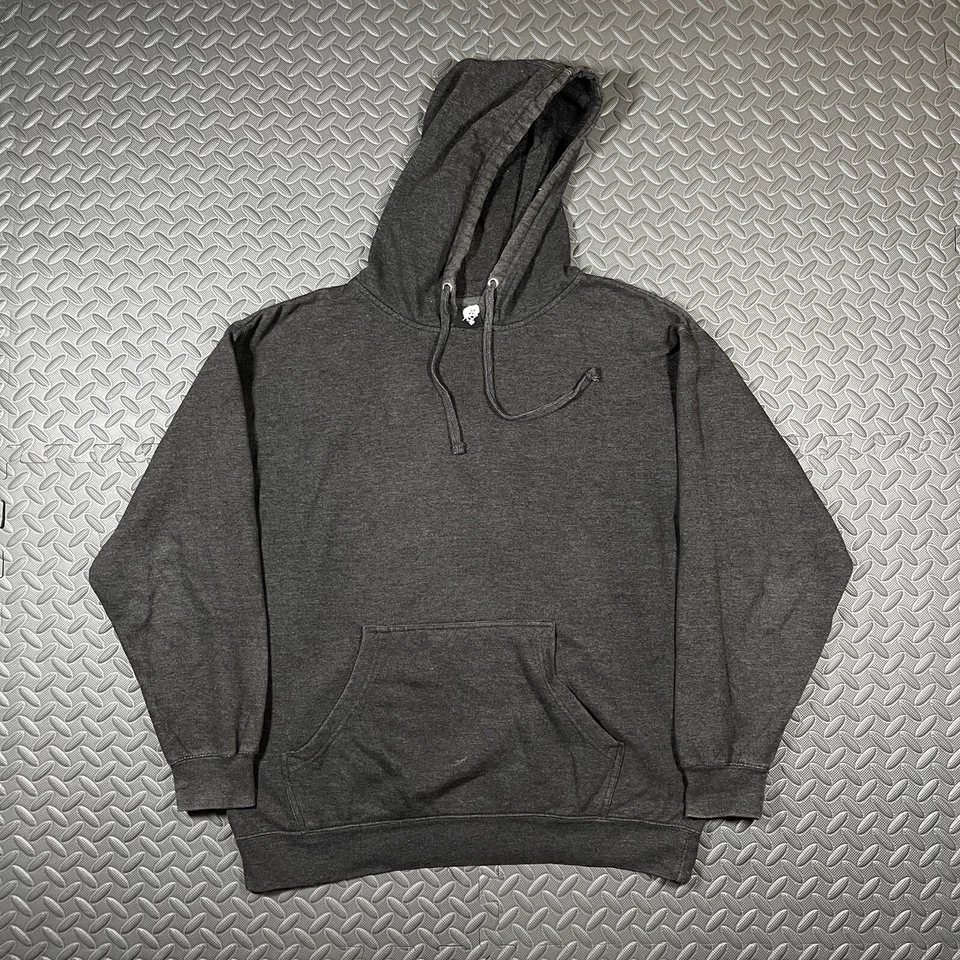 Metal Mulisha Faded Gray Pullover Blank Hoodie Grunge Y2K Skater Large - Image 1 of 4