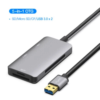 USB 3.0 SD SDHC CF Compact Flash TF MicroSD Card Reader U Disk Mouse Reader 5in1 - Image 1 of 4