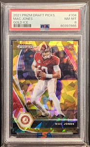 Mac Jones 2021 Panini Prizm Draft Picks Gold Cracked Ice RC PSA 10 Patriots