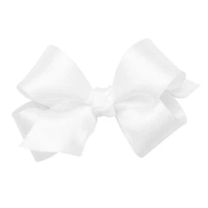 Girls' Classic French Satin Hair Bow on a WeeStay Clip with a Knot Wrap Cente... - Picture 1 of 5