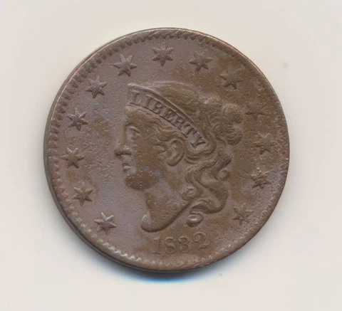 1832 Matron Head 1c Coronet Large Cent Multicolored Toning A Cover