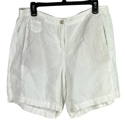 Pantalones Cortos Jill Love Lino Tiro Alto Para Mujer Talla 14 Blanco Pierna Ancha Bermudas Bolsillos Foto 1 de 4