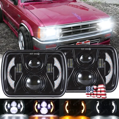 Pair 5"x7" Inch LED Headlights Hi-Lo DRL For Mazda 1986-91 B2000 / B2200 / B2600 - Image 1 of 4