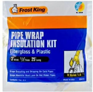 Thermwell, 2 Pack, Frost King, 3" x 1/2" x 25' Roll, Fiberglass Pipe Insulation 