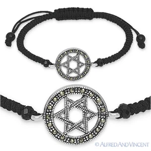 Estrella de David Magen Judaica Cabalá Dije Plata Esterlina y Pulsera Marcasita - Imagen 1 de 1