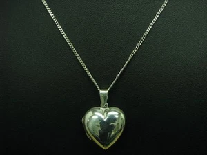 925 Argento Sterling Collana Pendente/Medaglione/Cuore / Vero Argento / 52,5cm - Foto 1 di 5
