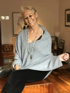 CASHMERE Poncho GREYHandmade CAPE Wrap One Size,FREE UK Shipping, - Picture 1 of 5