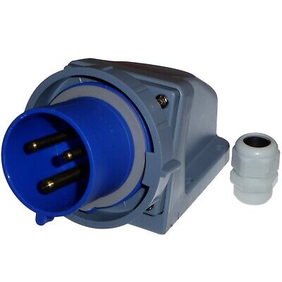 32 Amp Appliance Socket Inlet IP67 Waterproof 3 Pin 2P+E 230v 32A Blue Outdoor • 19.50£