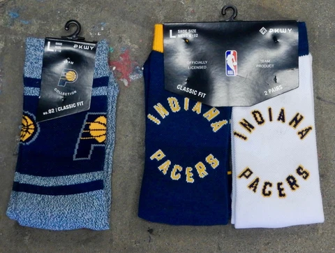 3 Pack NBA Indiana Pacers Logo Socks Crew Blue Yellow Jersey City Varsity White Cover