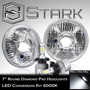 H6024 Head Light Glass Housing Lamp Projector Chrome 7" Round LED Headlight Kit - Picture 1 of 2