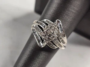Womens Vintage Estate 10K White Gold Diamond Ring 3.5g, E7809 - Picture 1 of 6